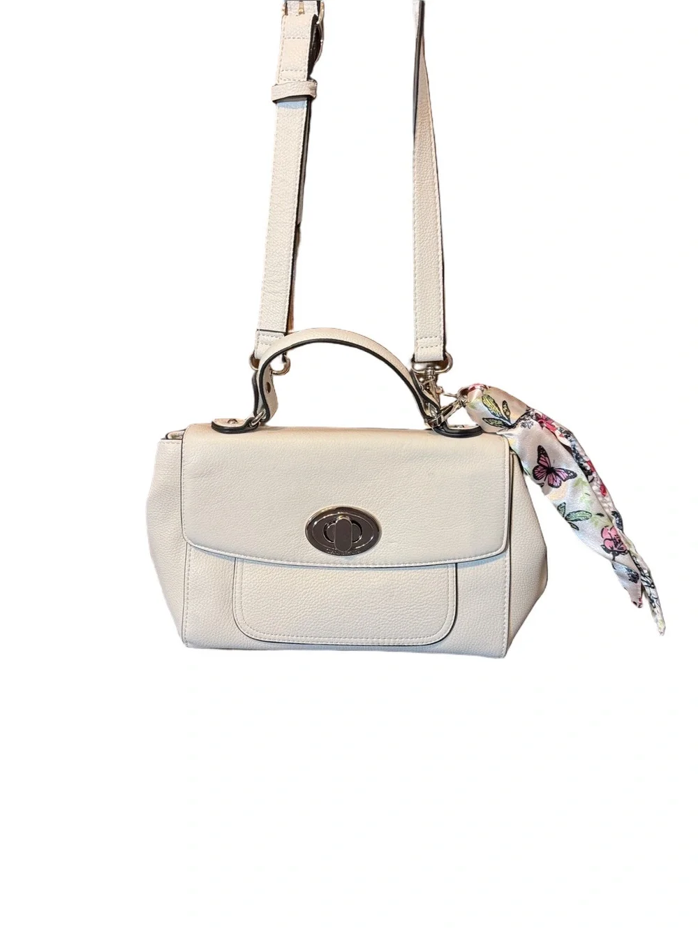 Giani Bernini Cream Crossbody Satchel with Scarf Accent
